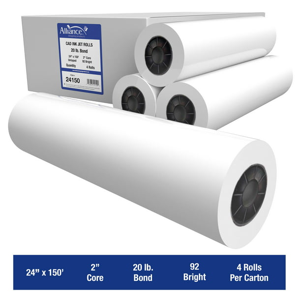 Engineering /Wide Format  Rolls  36 in x 500 ft. Bright White Bond #20 3" core 